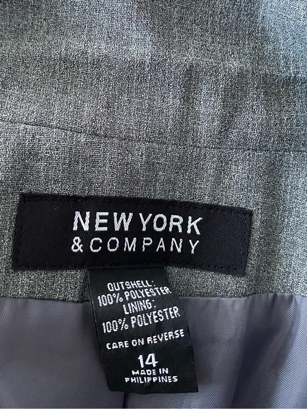 New York & Company | Y2K Grey/Gray One-Button Model Off-Duty Blazer Sz 14 - Picture 11 of 16